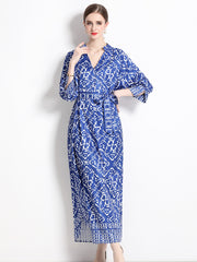6009 real shot spot European and American fashion loose positioning printed dress