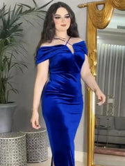 Sweet blue velvet suspender dress