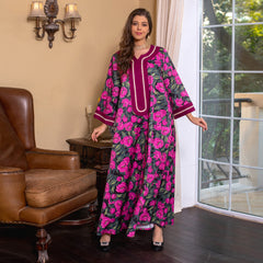 New Printed Dress Hand Embroidered Diamond Arabian National Costume Jalabiya Muslim Women's Dress