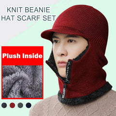 Men Winter Warm Wool Hat Outdoor Hiking Cycling Ski Warm Thick Cap Scarf Windproof Cap Ear Protection gorras