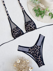 European and American spring and summer new women's clothing sexy bikini strapless backless leopard print bikini suit seaside vacation beach swimming