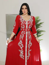 Red Chiffon and Silver Embroidered Dress
