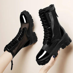 Net gauze boots children Martin boots new women's shoes summer mid-tube net shoes boots women mid-heel