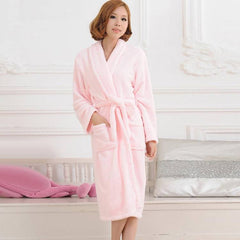 Winter Warm Thick Fleece Bathrobe Women Knee Length Bath Robe Soft Thick Bridesmaid Robes Female Dressing Gown Sleepwear