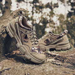 New top layer cowhide + camouflage cloth large size hiking outdoor shoes