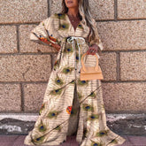 New Amazon European and American cross-border foreign trade women's clothing spring and summer leisure vacation style V-neck printed dress