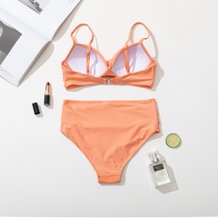 European and American swimwear European and American hard pack solid color split bikini swimsuit