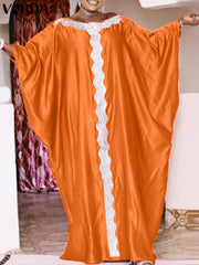 VONDA Elegant Dresses For Women 2022 Random Printed O Neck Dolman Sleeve A-Line Vestidos Bohemian Party Casual Summer Plus Size Long Dresses