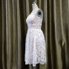 European and American hot style women's white floral wrap-chest bridesmaid puffy mid-skirt evening dress