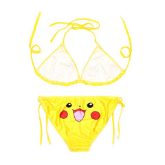 European and American sexy fashion temptation three-point split comfortable bikini swimsuit Pikachu print