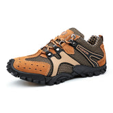 Summer men's shoes pedal outdoor sports and leisure leather shoes summer men's hiking breathable hollow mesh shoes