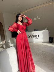 Rose Elegant Chiffon Neck Dress