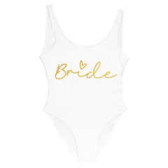 S-3XL Gold Print Team Bride One-Piece Swimsuit Squad Women Swimwear Bachelorette Party Swimsuit Summer Beatchwear Bathing Suit