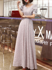 Ladies Long Short Sleeve Banquet Evening Dress Fashion Party Dress Festive Dress