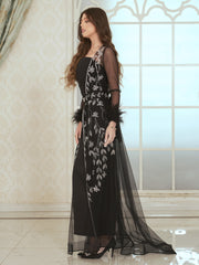 Elegant sexy diamond feather dress