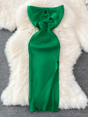 فستان ركاب جديد لصيف 2023 بدون حمالات بخصر عالٍ ومجوف ونحيف وبدون أكمام