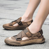 Sandals men's summer outdoor sports mesh hiking shoes breathable hole shoes waterproof wading upstream