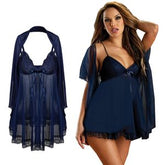 Ladies sexy lace plus size nightdress three-piece suit