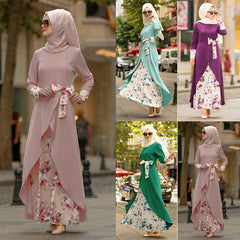 Women's Middle East Explosive Muslim Clothes National Style Retro Long-sleeved Dress