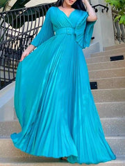 فساتين نسائية أفريقية خريفية عصرية بلون واحد فساتين حفلات أفريقية أنيقة