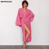 NHKDSASA Cotton Robe For Women Sleepwear Suit Dress Elegant Vestidos Kimono Robes New Clothes Pyjamas Nighties Home Nightdress