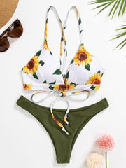 Sunflower Printed Bikini Set Sexy Swimwear Women Mujer Push Up Padded Biquini Bathers Bandage Bathing Suit Swimsuit Bikini
