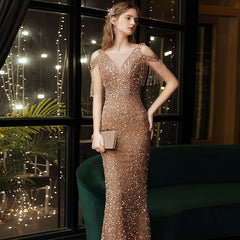 Ladies long fishtail sequin banquet dress