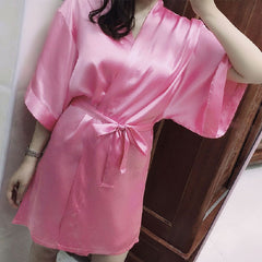 Silky Sleepwear Women Satin Home Clothes Nightgown Sexy Kimono Robe Homewear Bathrobe Gown Nightwear With Belt Casual Kimono Bathrobe