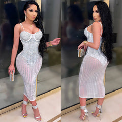 European and American women's dresses with oblique shoulders and puff sleeves, sexy dresses with hips