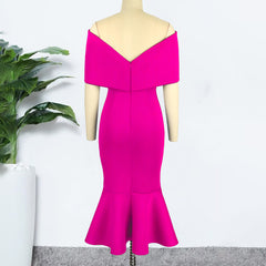 Women Sexy Bodycon Dress Party Off Shoulder Bow Event Celebrate Elegant Female Package Hips Vestidos Summer Fashion 2022 Gowns