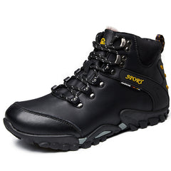 Autumn and winter high-top Martin boots outdoor men's sports hiking shoes cowhide non-slip casual shoes plus velvet to keep warm