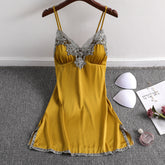 Summer new sexy ice silk suspenders nightdress with chest pad pajamas ladies silk home clothes Korean version girlfriends
