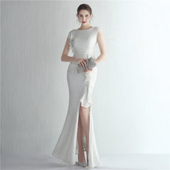 تنورة جديدة رائجة البيع مطرزة بالترتر للسيدات للولائم بمزاجية طويلة مقسمة بالترتر هالة ملكة عشاء ذيل السمكة