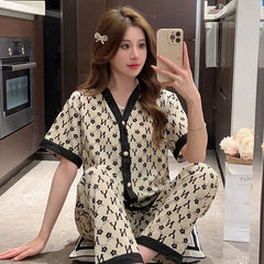Women's summer pajamas short-sleeved summer thin cotton home service suit