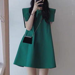 VONDA Elegant Dresses For Women 2022 Solid Color Round Neck Loose A-Line Dresses Bohemian Party Vestidos Casual Summer Plus Size Dresses