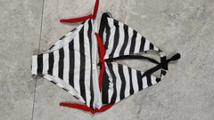 Swimwear European and American Fashion Striped Halter Neck Split Bikini Swimsuit