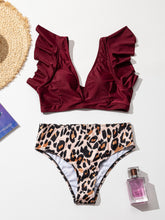 Two-piece swimsuit high waist bikini 9 colors ruffled swimsuit