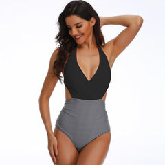 New one-piece swimsuit multicolor printed sexy European and American bikini