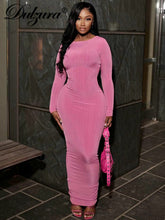 Autumn Clothes Long Sleeve O-Neck Bodycon Maxi Dresses For Women 2023 Club Party Streetwear Elegant Solid Outfits