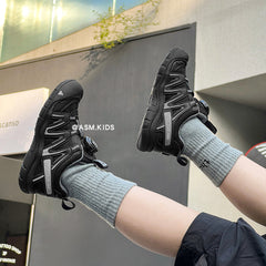 Children's shoes 2023 autumn children's outdoor sports shoes boys and girls rotary buckle soft bottom hiking shoes running shoes