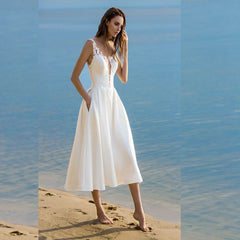 European and American new dress sexy V-neck suspender white dress