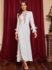 فستان سهرة جديد للسيدات للتجارة الخارجية عبر الحدود لعام 2022 بحامل مستقل على موقع ebay مثير من الألماس الساخن بفتحة عميقة على شكل حرف V من الريش