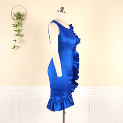 Women Dress O Neck Sleeveless Bodycon Classy Ruffle Plus Size Elastic Slim Vintage Evening Party Birthday Summer 2021 Female New