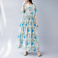 Small printed dress 150 pounds 180 pounds plus fat size dress fat mm large size women's temperament long dress
