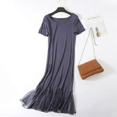 New summer night wear dress women nightgowns short sleeve cotton sleepwear nightdress ladies bottom dresses mesh long shirt