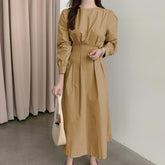 Elegant Office Midi Dress 2022 VONDA Women Vintage Party Maxi Dress Casual Long Sleeve Robe Femme Bohemian Vestido Femininas
