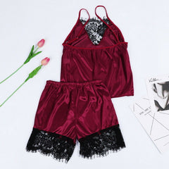 أزياء السيدات مقلد الحرير الدانتيل الربط مجموعة Homewear