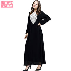 حجم كبير 5XL 6XL 7XL بوهو عباية Musulmane طويل الشيفون الدانتيل فستان ماكسي المرأة دبي تركيا الإسلامية العربية