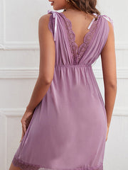 Spring and summer sexy women's pajamas lace deep v sling nightdress mesh gauze ladies home short skirt