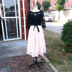 Ladies Round Neck Sleeve Lace Banquet Evening Dress L218